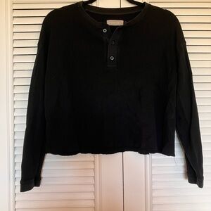 Everlane Black Textured Knit Top